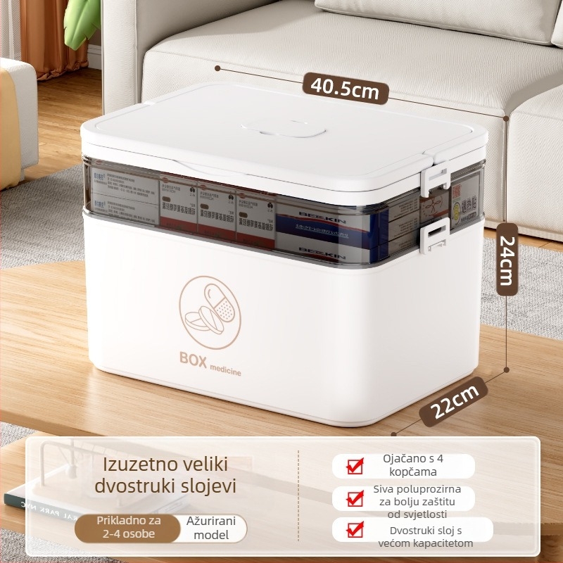 Velika kućna kutija za lijekove, veleprodaja, višeslojna kutija za medicinsku pohranu, prijenosna kućna kutija za prvu pomoć u hitnim slučajevima