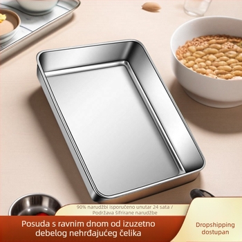Nehrđajući čelik kvadratni tanjur ravni tanjur pravokutna kutija s poklopcem pladanj tiramisu komercijalni duboki umivaonik za posuđe