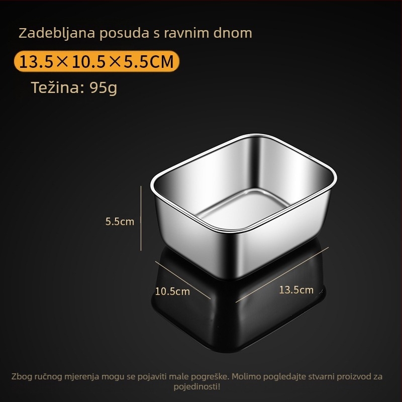 Nehrđajući čelik kvadratni tanjur ravni tanjur pravokutna kutija s poklopcem pladanj tiramisu komercijalni duboki umivaonik za posuđe