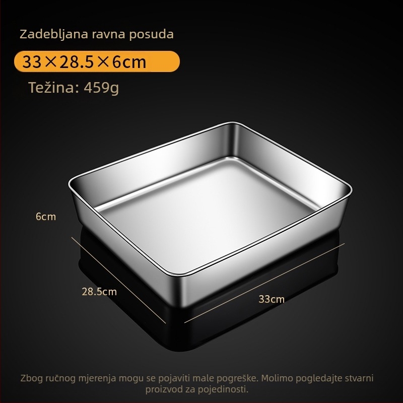 Nehrđajući čelik kvadratni tanjur ravni tanjur pravokutna kutija s poklopcem pladanj tiramisu komercijalni duboki umivaonik za posuđe