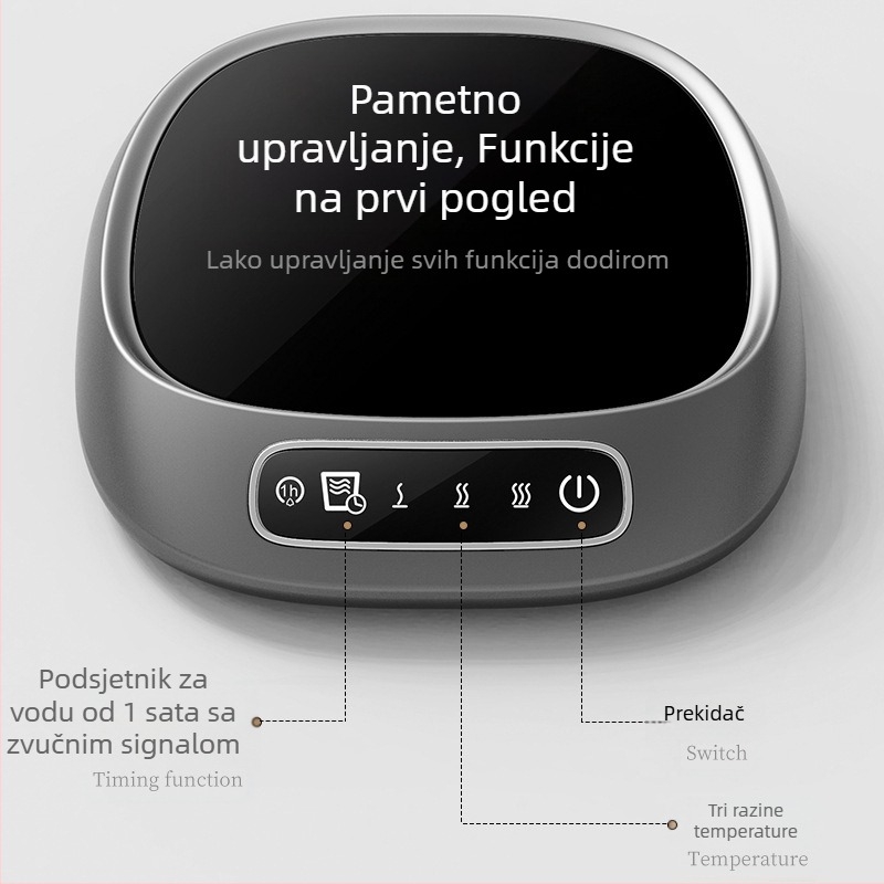 Prekogranična nadogradnja podmetača s konstantnom temperaturom, tri konstantne temperature, grijanje mlijekom, kava i čajem, podsjetnik na pitku vodu za jedan sat