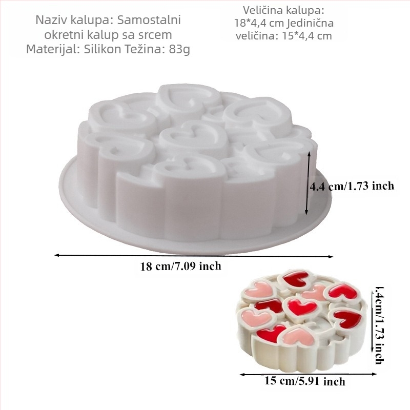 Novi 6-inčni rotirajući kalup za šivanje s ljubavnim silikonskim mousseom, kalup za Valentinovo, Tanabata torta, metoda ukrašavanja vjenčanja, slatki kalup.