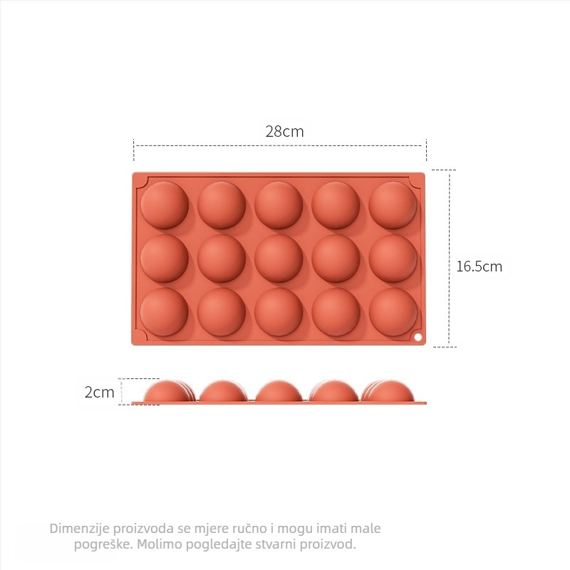 Prekogranični proizvođač veleprodaje 6-povezanih polukružnih kalupa za čokoladu, silikonski kalup za torte, puding, DIY kalup za pečenje, ručno izrađen kalup za sapun