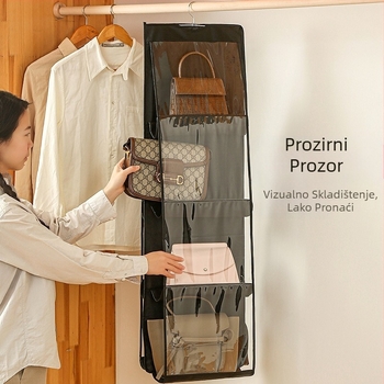 Mrežasta vrećica za pohranu, viseća vrećica za ormar, višeslojna vrećica za pohranu, dvostrana prozirna vrećica, vrećica otporna na prašinu