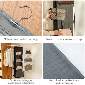 Mrežasta vrećica za pohranu, viseća vrećica za ormar, višeslojna vrećica za pohranu, dvostrana prozirna vrećica, vrećica otporna na prašinu