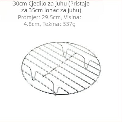 Posebna rešetka za pirjano meso, vodootporna rešetka, kuhalo za rezance, rešetka za kuhanje na pari, odjeljak za paru od nehrđajućeg čelika, lonac protiv lijepljenja, mrežica za kant za juhu