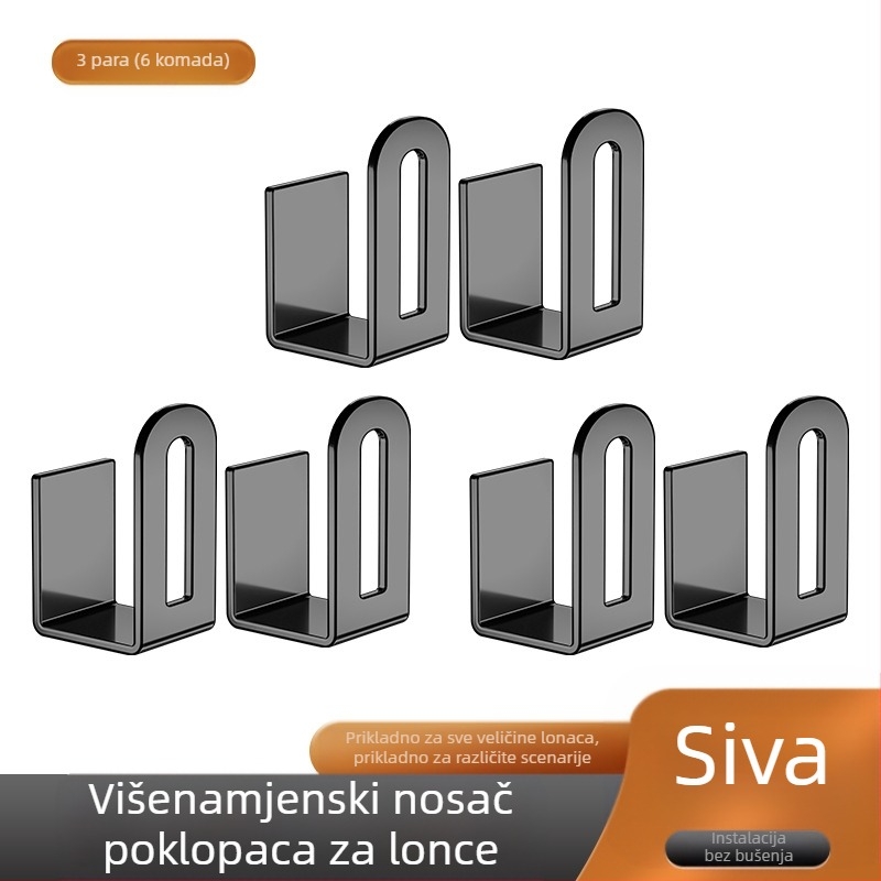 Stalak za poklopce lonaca bez bušilice, stalak za kuhinjski pribor, zidni stalak za rezanje, daska za rezanje, višenamjenski zidni stalak za artefakte
