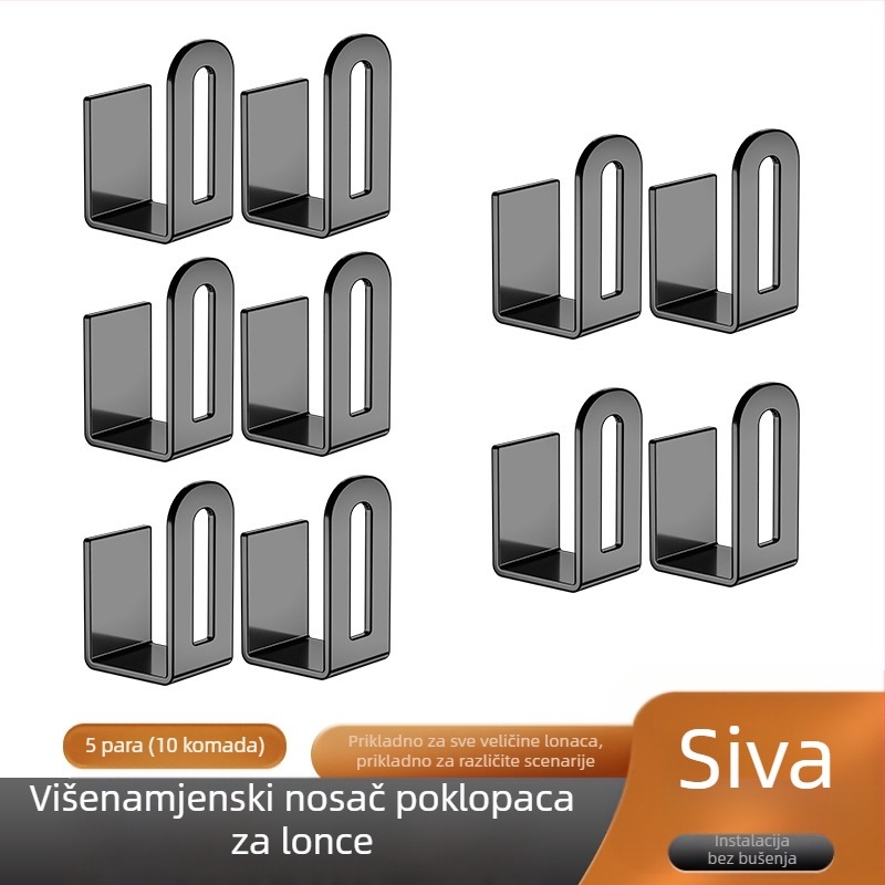 Stalak za poklopce lonaca bez bušilice, stalak za kuhinjski pribor, zidni stalak za rezanje, daska za rezanje, višenamjenski zidni stalak za artefakte
