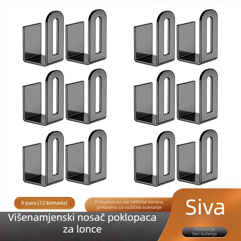 Stalak za poklopce lonaca bez bušilice, stalak za kuhinjski pribor, zidni stalak za rezanje, daska za rezanje, višenamjenski zidni stalak za artefakte