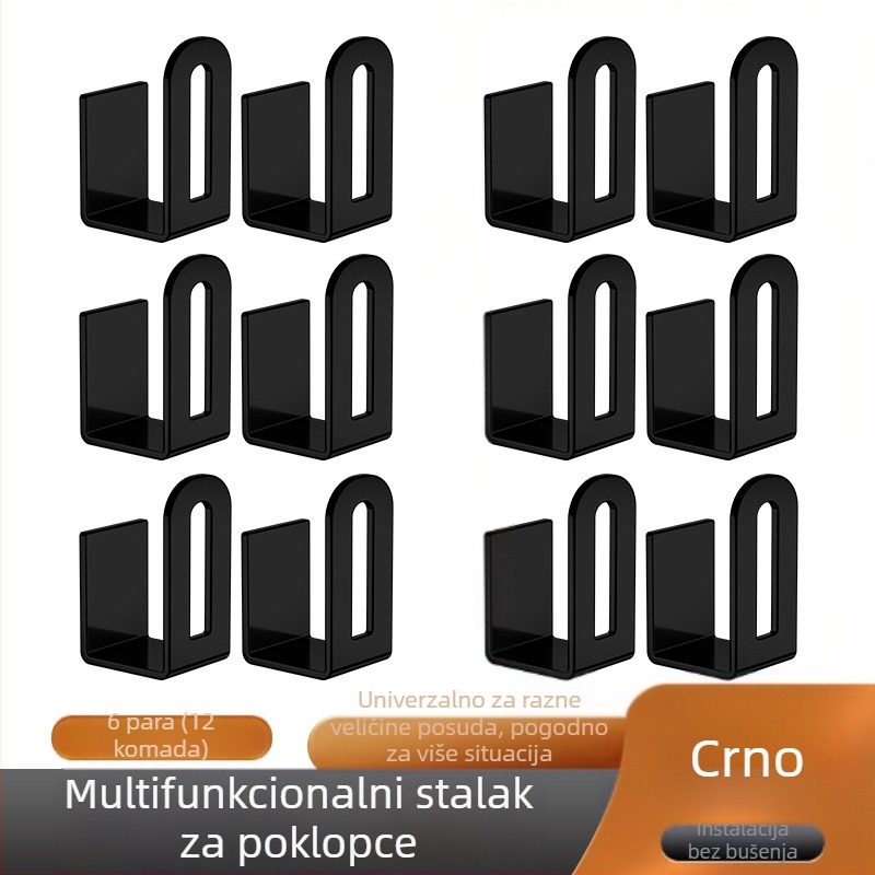 Stalak za poklopce lonaca bez bušilice, stalak za kuhinjski pribor, zidni stalak za rezanje, daska za rezanje, višenamjenski zidni stalak za artefakte