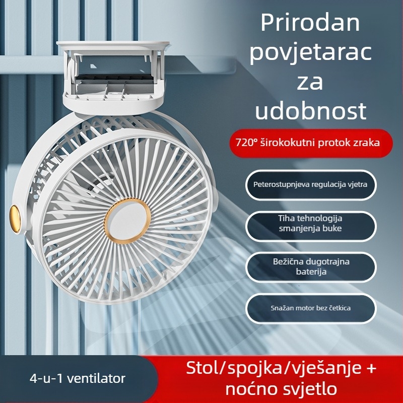 Mali ventilator s kopčom, mini krevet, bez četkica, ultra tihi USB ventilator za punjenje, kućni stolni ventilator za spavaću sobu, dugog vijeka trajanja