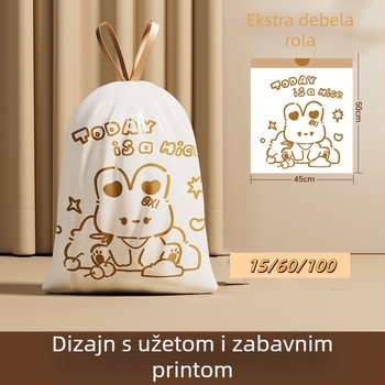 Slatka crtana vrećica za smeće s uzorkom zeca u boji, automatska, za sustizanje, za kućanstvo, kuhinju, prijenosnu, zadebljanu