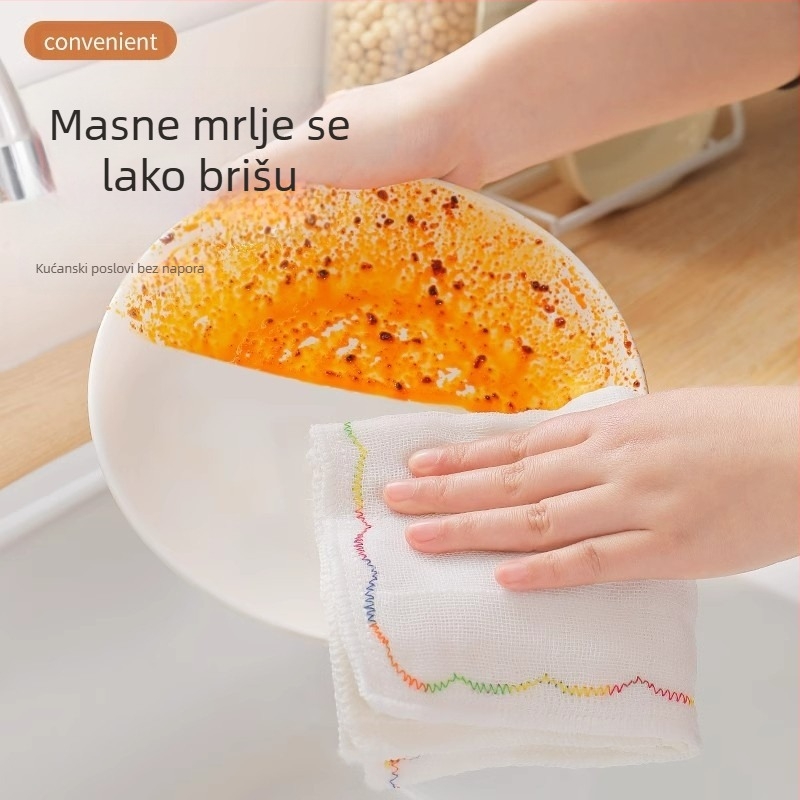 Dugina masna krpa za suđe, višeslojna pamučna pređa, zadebljana pamučna upijajuća krpa za pranje suđa, krpa za pranje suđa bez ulja, kuhinjska krpa za suđe