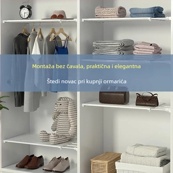 Dijeljena polica za garderobu s podesivim dijelom, skladišni ormar, japanski stil