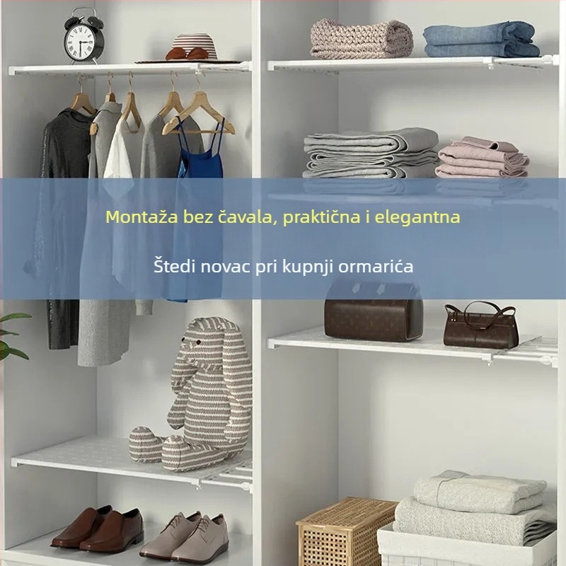 Dijeljena polica za garderobu s podesivim dijelom, skladišni ormar, japanski stil