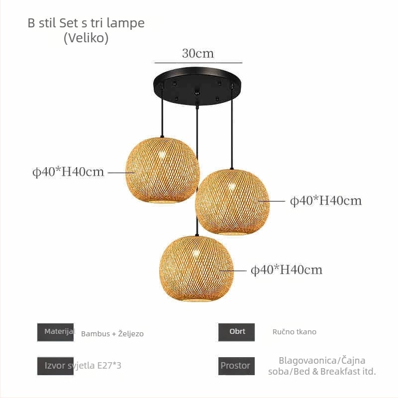 Kineski luster od bambusa u wabi-sabi stilu, stubište za noćenje s doručkom, čajna soba, japanski restoran, restoran s vrućim loncima, zen kombinirane lampe