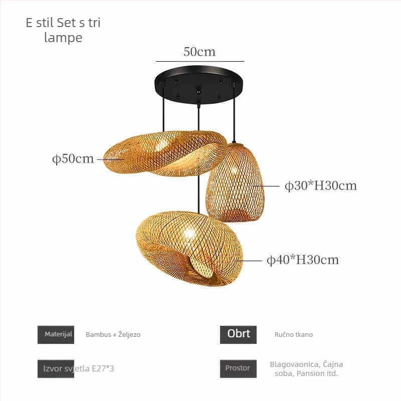 Kineski luster od bambusa u wabi-sabi stilu, stubište za noćenje s doručkom, čajna soba, japanski restoran, restoran s vrućim loncima, zen kombinirane lampe