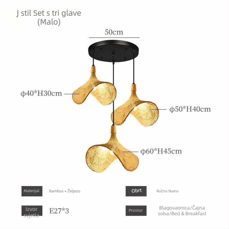 Kineski luster od bambusa u wabi-sabi stilu, stubište za noćenje s doručkom, čajna soba, japanski restoran, restoran s vrućim loncima, zen kombinirane lampe