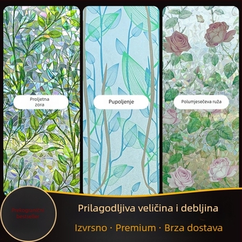 Elektrostatski 3D šareni stakleni film bez ljepila, laserski prozirni, propusni, za spavaću sobu, dnevni boravak, balkon, ukrasnu naljepnicu za prozor