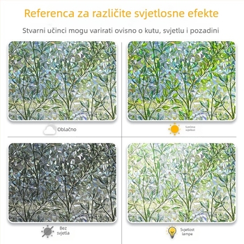 Elektrostatski 3D šareni stakleni film bez ljepila, laserski prozirni, propusni, za spavaću sobu, dnevni boravak, balkon, ukrasnu naljepnicu za prozor