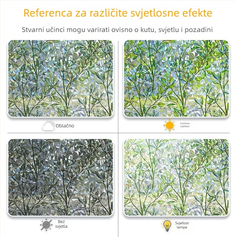 Elektrostatski 3D šareni stakleni film bez ljepila, laserski prozirni, propusni, za spavaću sobu, dnevni boravak, balkon, ukrasnu naljepnicu za prozor