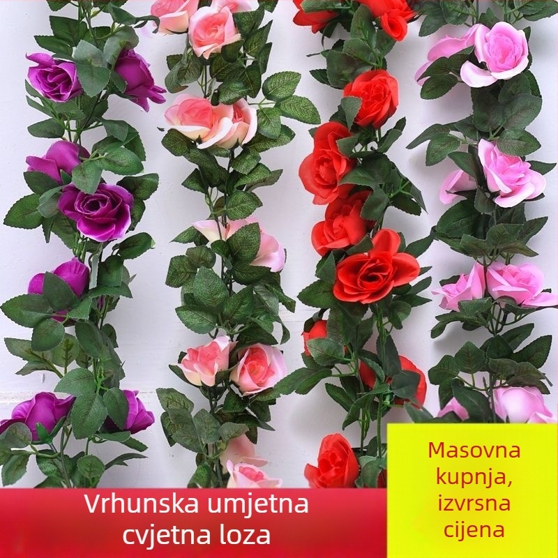 Simulirani cvijet vinove loze Ruža Rattan Vjenčanje Uređenje interijera Navijanje cijevi Božur Cvjetne trake Simulirani cvijet Strop Lažni cvijet vinove loze