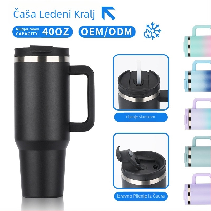 Prekogranična termosica od 40 oz, nehrđajući čelik 304, veliki kapacitet, izolacija za auto, veleprodaja