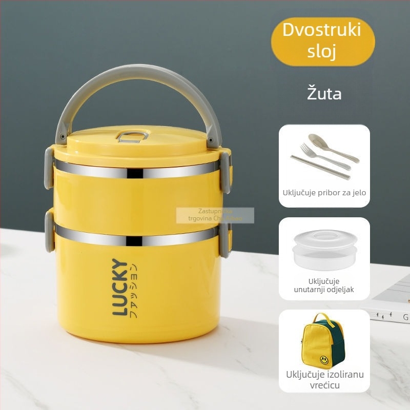 Kutija za ručak s poklopcem, izolirana bačva za ručak za odrasle, izolirana kutija za ručak od nehrđajućeg čelika, veliki kapacitet, kutija za ručak za učenike