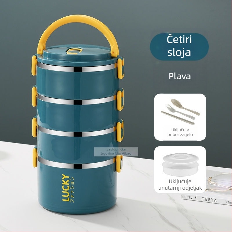 Kutija za ručak s poklopcem, izolirana bačva za ručak za odrasle, izolirana kutija za ručak od nehrđajućeg čelika, veliki kapacitet, kutija za ručak za učenike