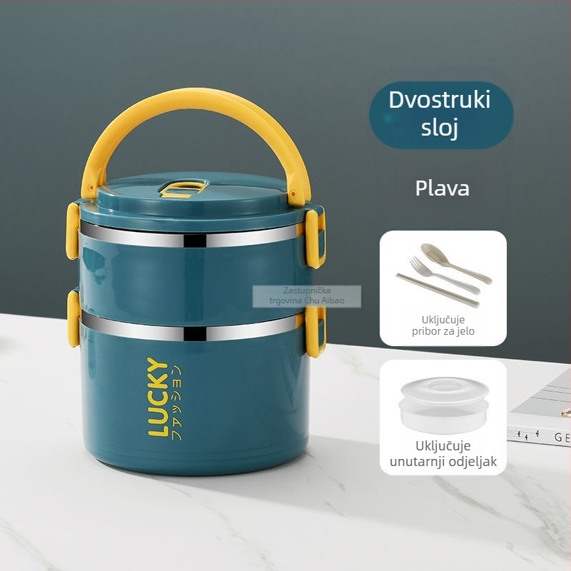 Kutija za ručak s poklopcem, izolirana bačva za ručak za odrasle, izolirana kutija za ručak od nehrđajućeg čelika, veliki kapacitet, kutija za ručak za učenike