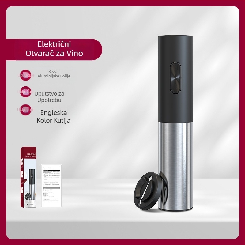 Električni otvarač za vino na baterije, automatski prijenosni otvarač za boce vina, jednostavno pakiranje u poklon kutiju