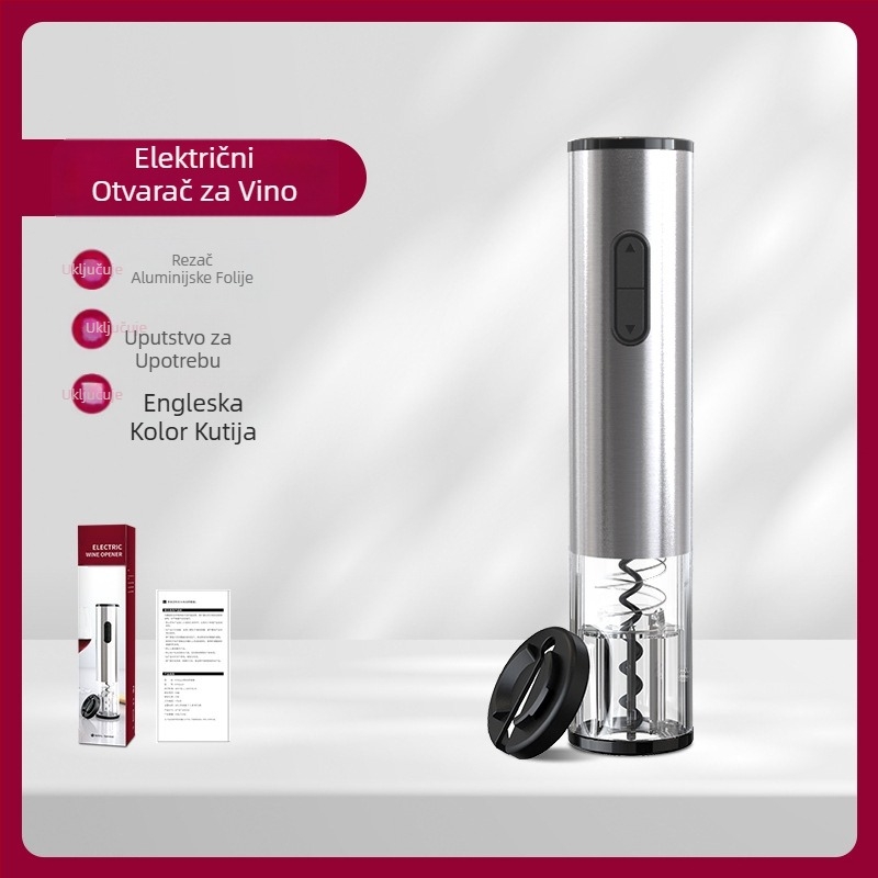 Električni otvarač za vino na baterije, automatski prijenosni otvarač za boce vina, jednostavno pakiranje u poklon kutiju