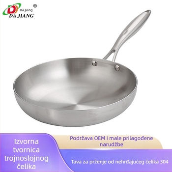 Na zalihi Prekogranična troslojna wok indukcijska ploča od nehrđajućeg čelika 304, univerzalna tava za prženje odreska, plinska univerzalna tava