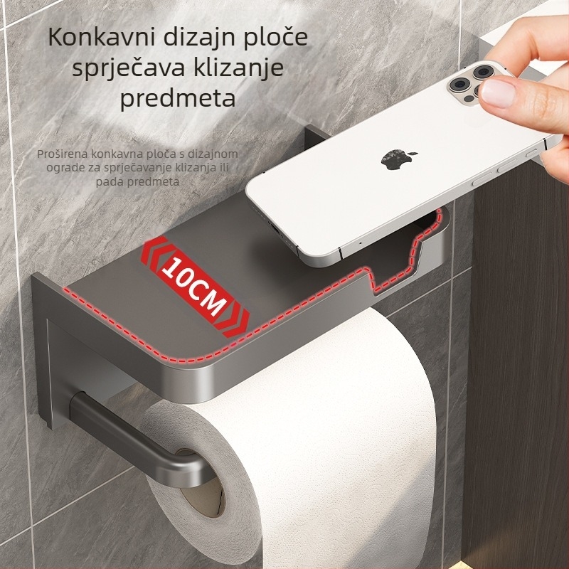 Držač za toaletni papir bez bušilice, zidni stalak za pohranu ručnika za pranje, držač za role papira, kutija za toaletni papir