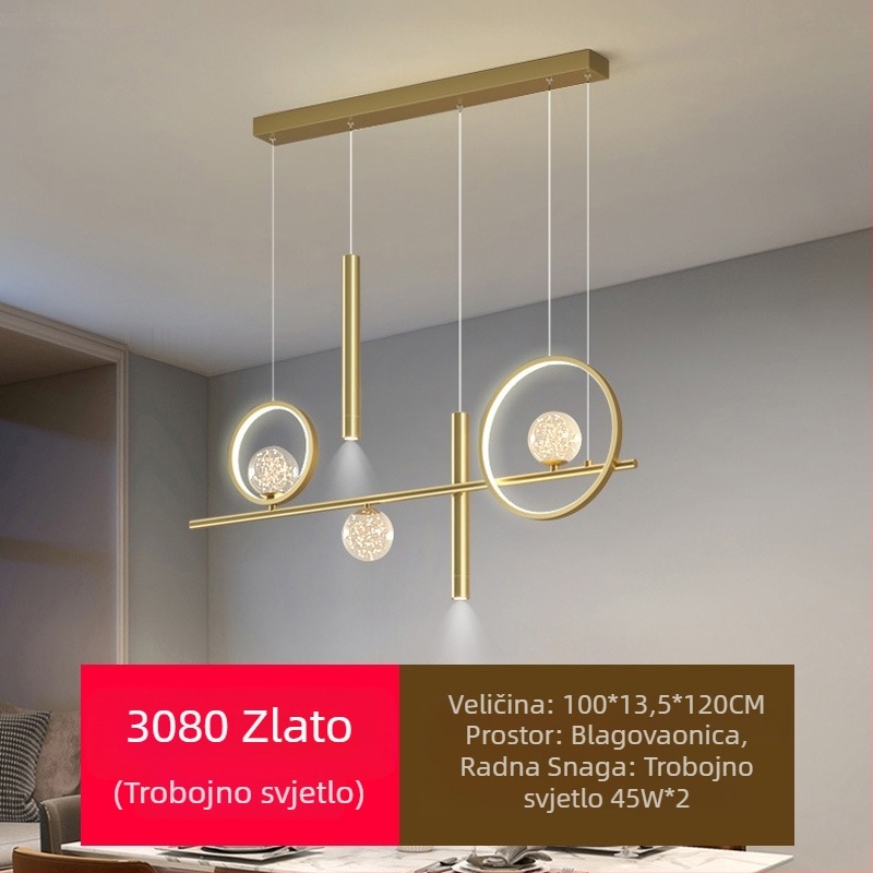 Novi LED luster za restorane s punom spektrom zaštite za oči, moderna internetska popularna kreativna dugačka šipka za luster