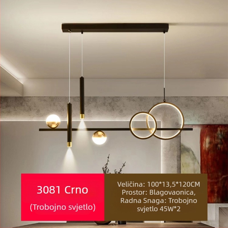 Novi LED luster za restorane s punom spektrom zaštite za oči, moderna internetska popularna kreativna dugačka šipka za luster