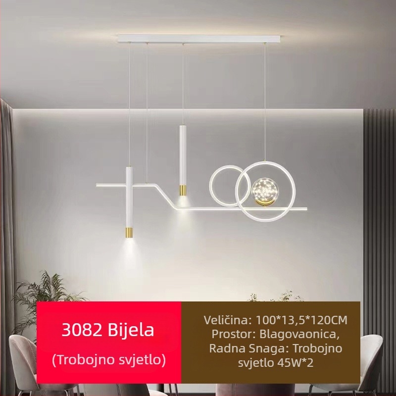 Novi LED luster za restorane s punom spektrom zaštite za oči, moderna internetska popularna kreativna dugačka šipka za luster