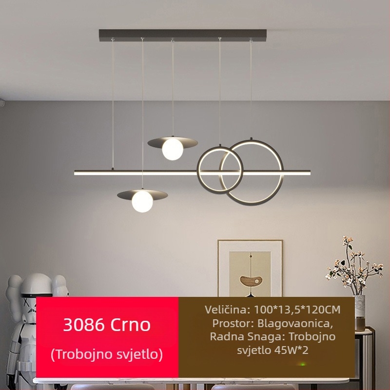 Novi LED luster za restorane s punom spektrom zaštite za oči, moderna internetska popularna kreativna dugačka šipka za luster
