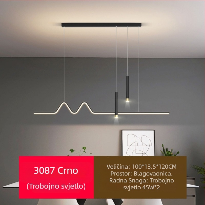 Novi LED luster za restorane s punom spektrom zaštite za oči, moderna internetska popularna kreativna dugačka šipka za luster