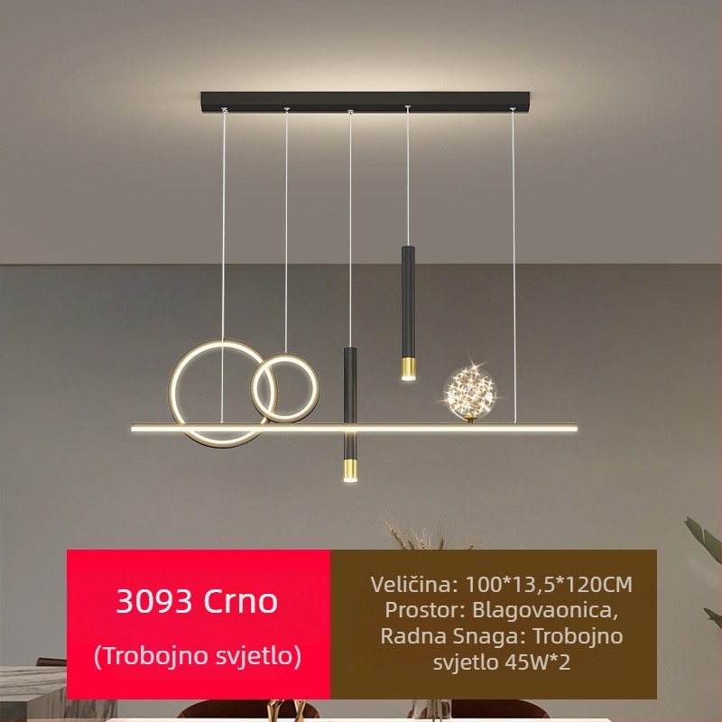 Novi LED luster za restorane s punom spektrom zaštite za oči, moderna internetska popularna kreativna dugačka šipka za luster