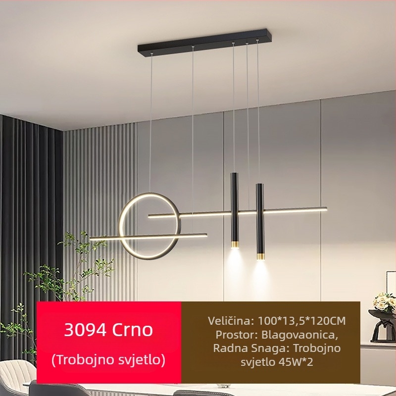Novi LED luster za restorane s punom spektrom zaštite za oči, moderna internetska popularna kreativna dugačka šipka za luster