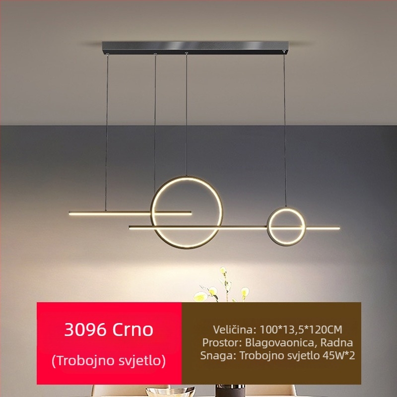 Novi LED luster za restorane s punom spektrom zaštite za oči, moderna internetska popularna kreativna dugačka šipka za luster