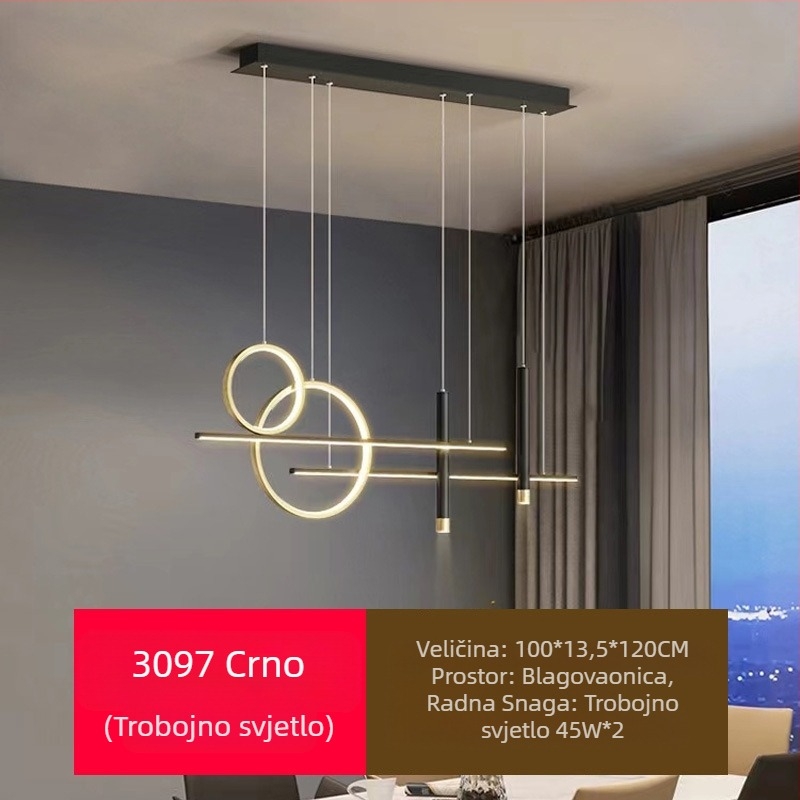 Novi LED luster za restorane s punom spektrom zaštite za oči, moderna internetska popularna kreativna dugačka šipka za luster