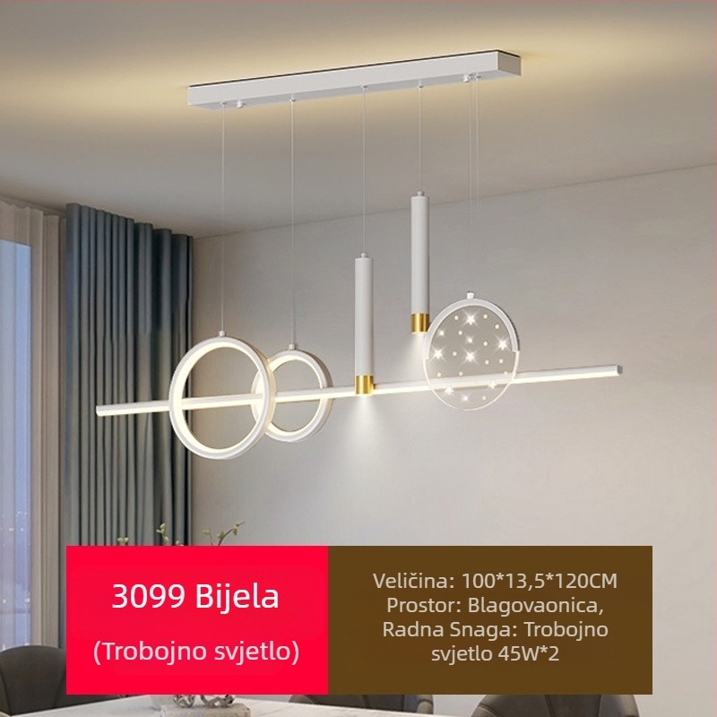 Novi LED luster za restorane s punom spektrom zaštite za oči, moderna internetska popularna kreativna dugačka šipka za luster