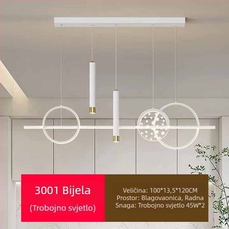 Novi LED luster za restorane s punom spektrom zaštite za oči, moderna internetska popularna kreativna dugačka šipka za luster