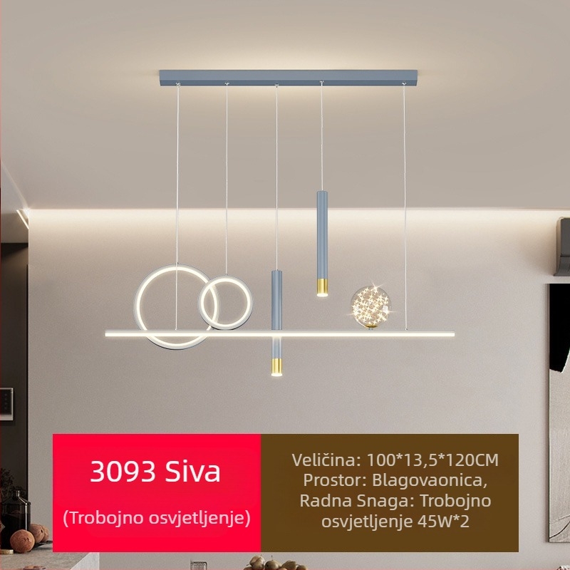 Novi LED luster za restorane s punom spektrom zaštite za oči, moderna internetska popularna kreativna dugačka šipka za luster