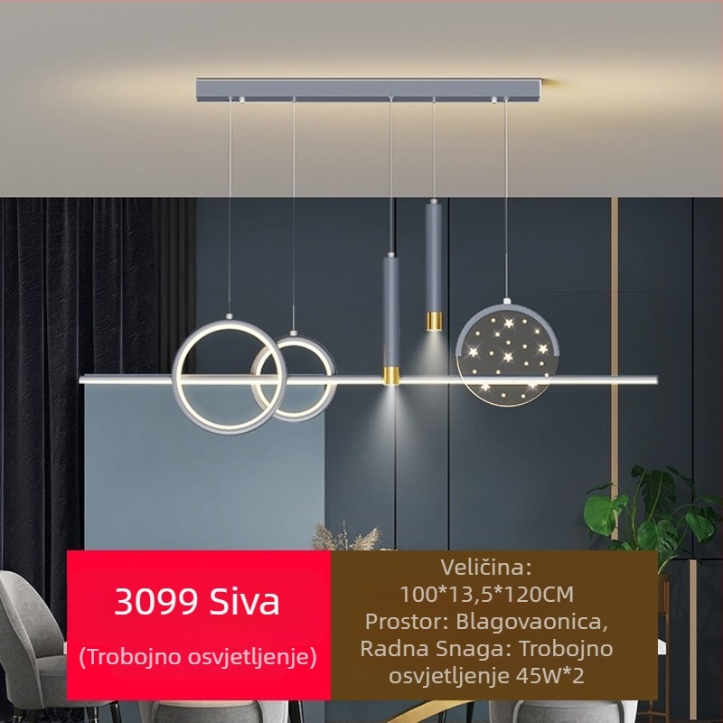 Novi LED luster za restorane s punom spektrom zaštite za oči, moderna internetska popularna kreativna dugačka šipka za luster