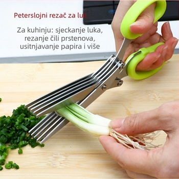 Feibao nehrđajući čelik petoslojne škare za mladi luk artefakt višenamjenske kuhinjske škare čili prsten uredske višeslojne škare za usitnjeni papir