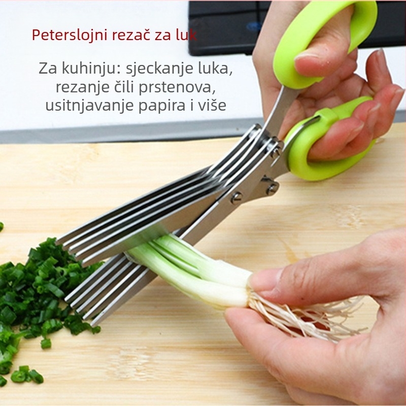 Feibao nehrđajući čelik petoslojne škare za mladi luk artefakt višenamjenske kuhinjske škare čili prsten uredske višeslojne škare za usitnjeni papir