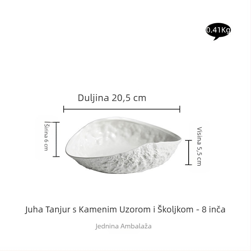 Vrhunski tanjur s uzorkom stijene, školjkasti tanjur, kućanski keramički 2024. Novi pristupačni luksuzni veliki tanjur za kuhanu riblju juhu na pari, hotelski pribor za jelo